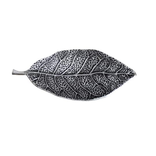 16" Antique Leaf Decorative Accent Tray